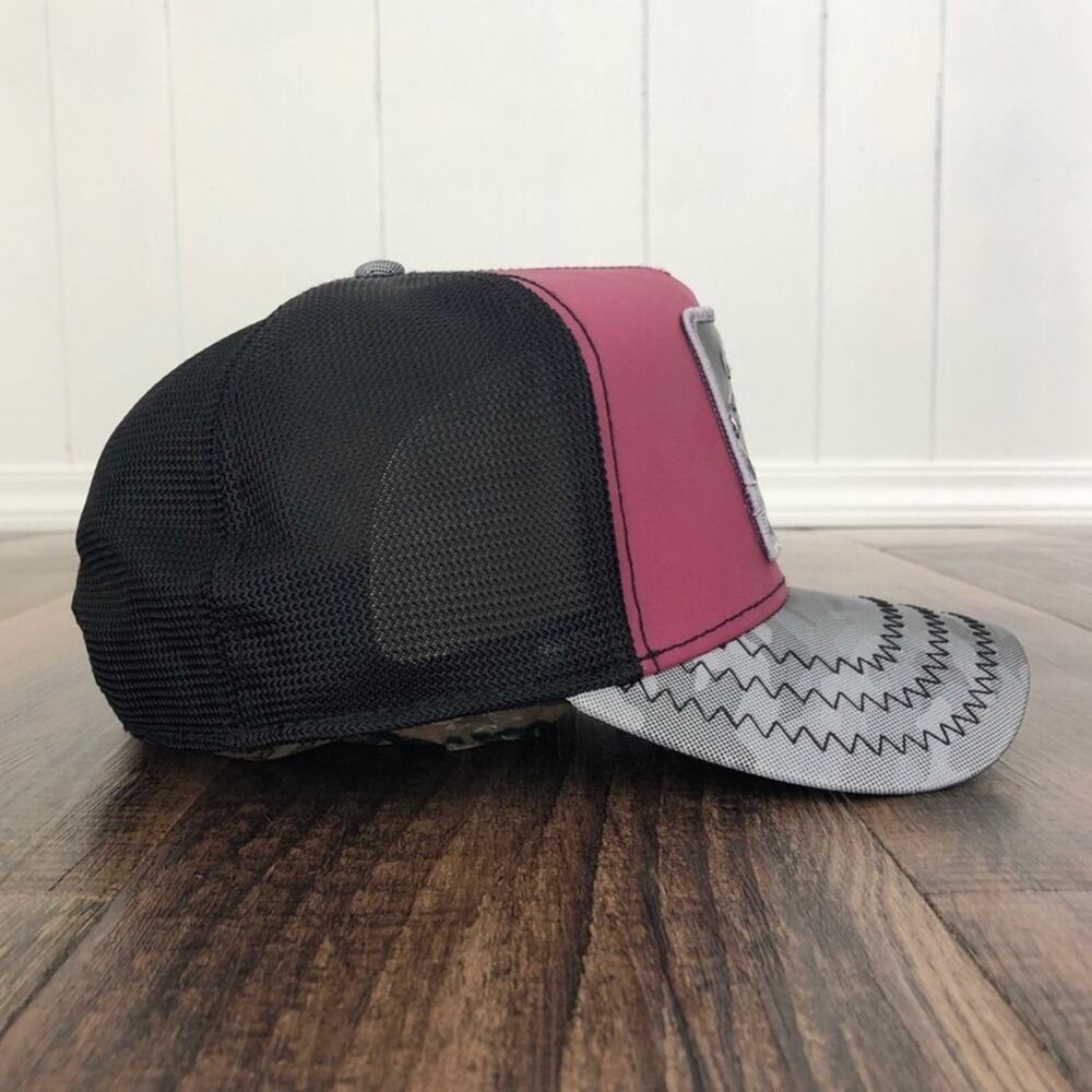 Goorin Bros Gr8 Even L8 Trucker Hat Snap Back Mens One Size Maroon Gray Black - Picture 5 of 11